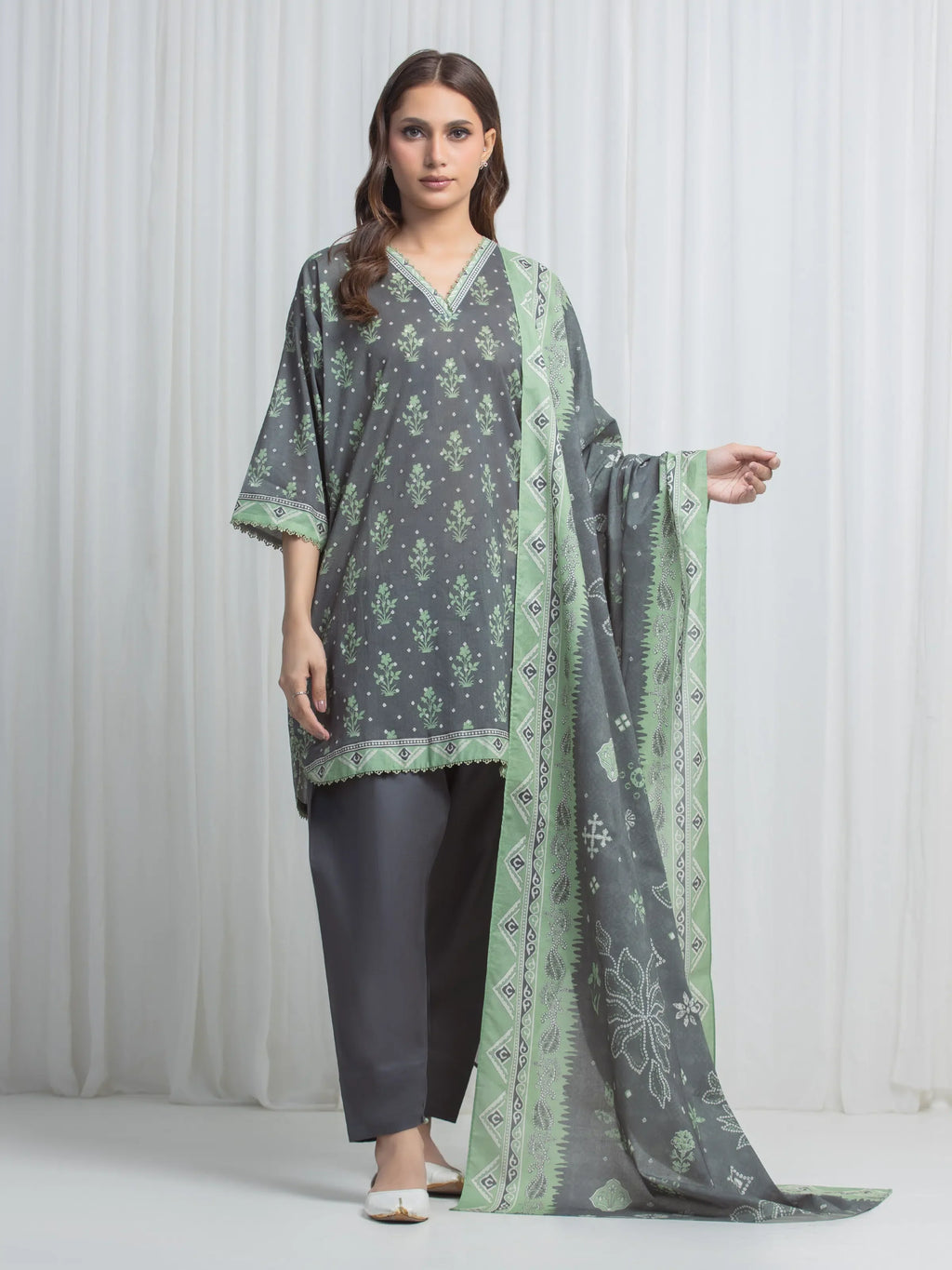 Printed Lawn Suit - EWU6A1-36845-3P