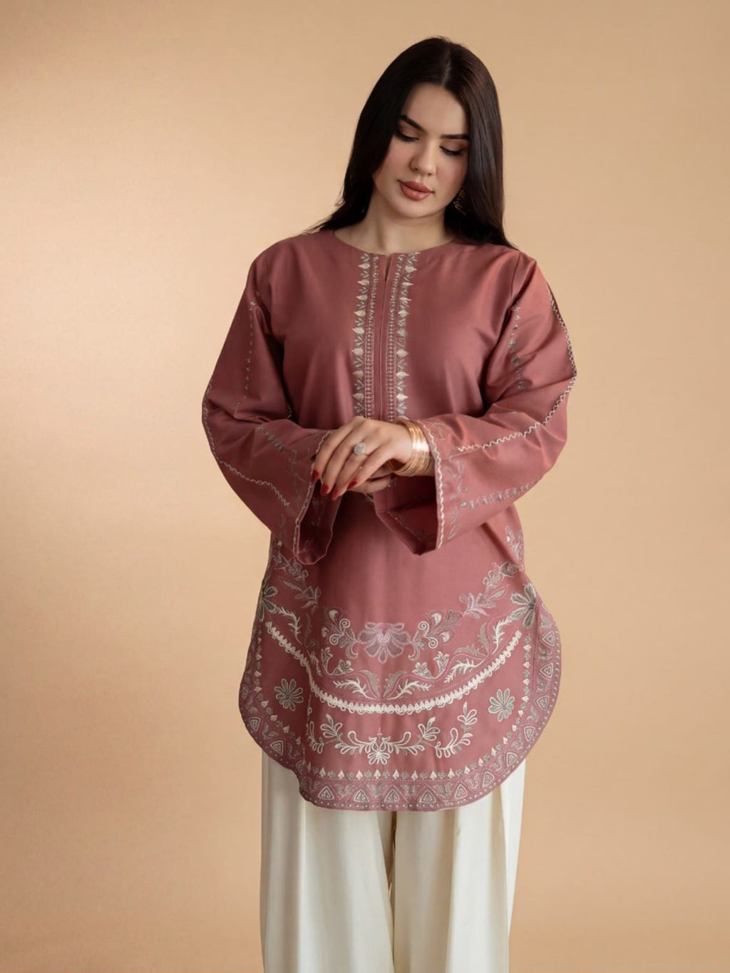 2 Piece Stitched Embroidered Dhanak Fabric MB-50