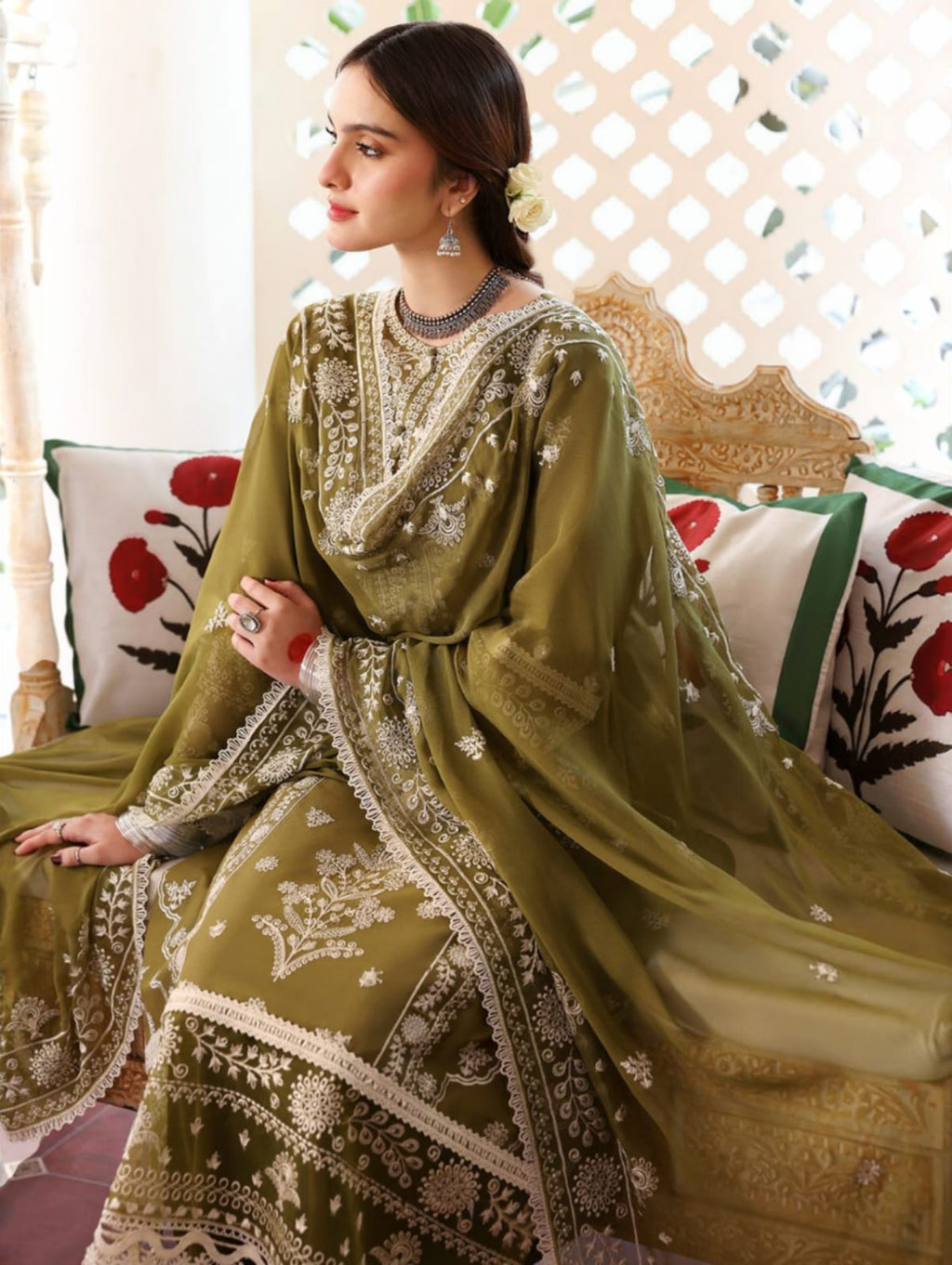 3 Piece - Unstitched Fully Embroidered Dhanak Fabric MR-590
