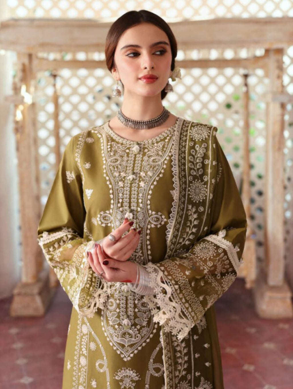 3 Piece - Unstitched Fully Embroidered Dhanak Fabric MR-590