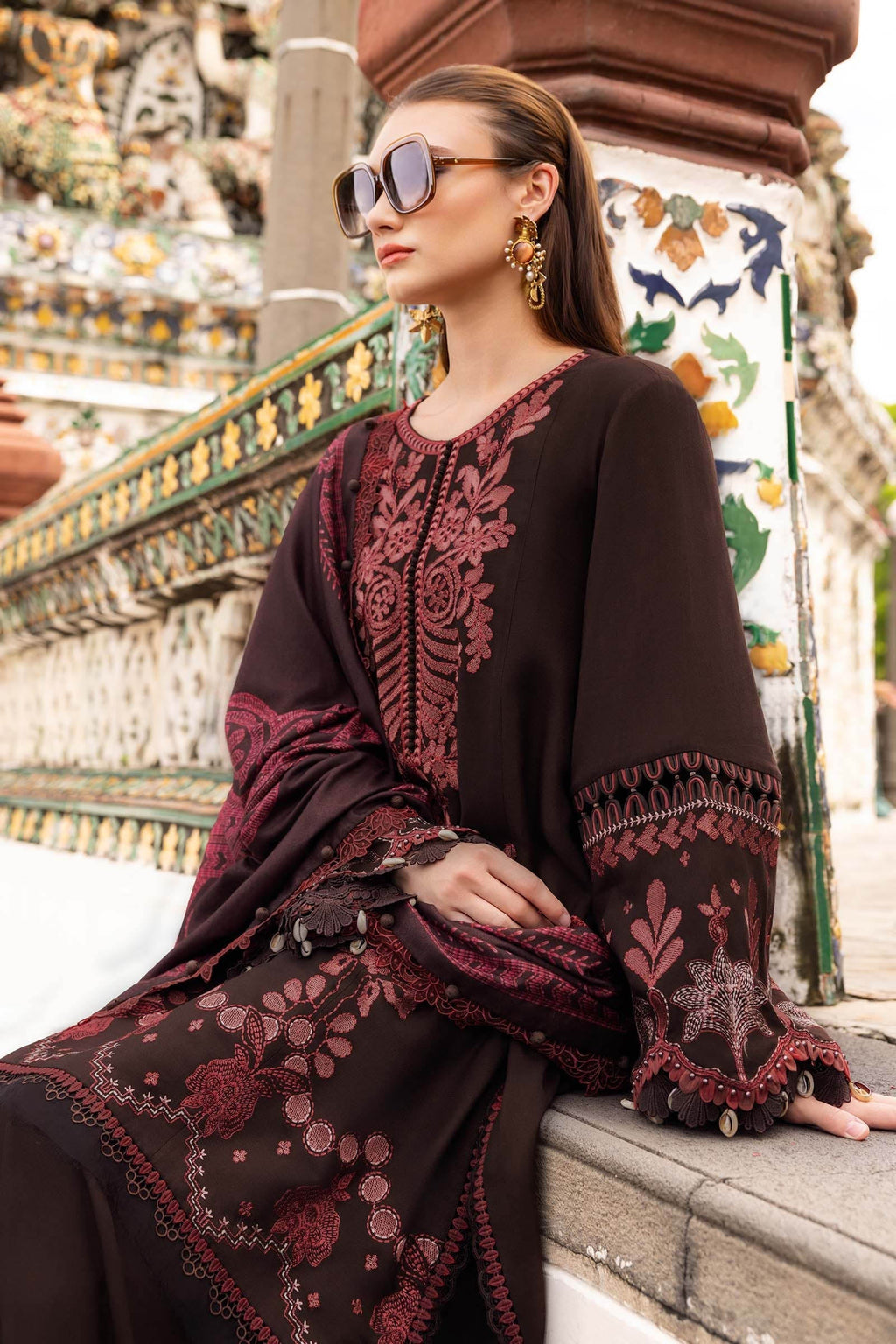 TSS-MB3095 3 Piece Unstitched Embroidered Dhanak Suit