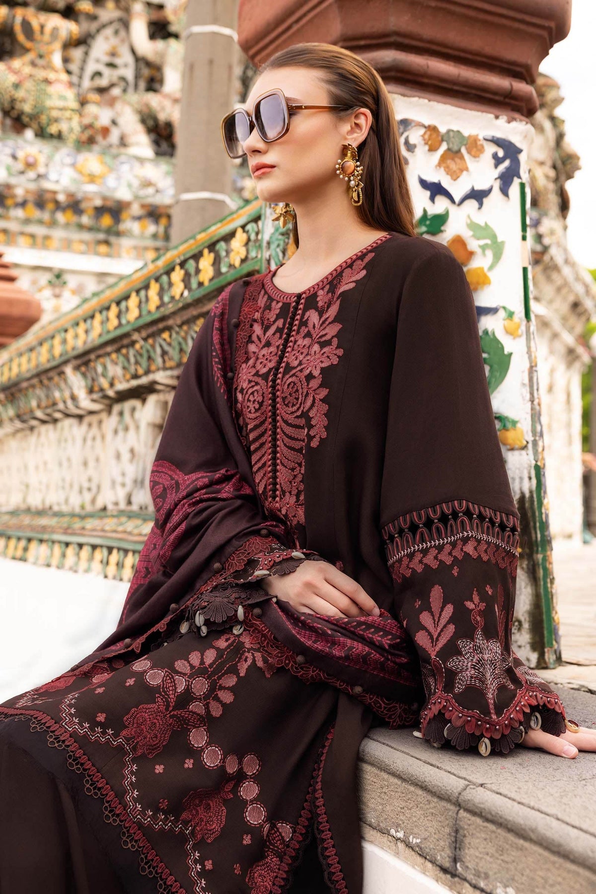 TSS-MB3095 3 Piece Unstitched Embroidered Dhanak Suit