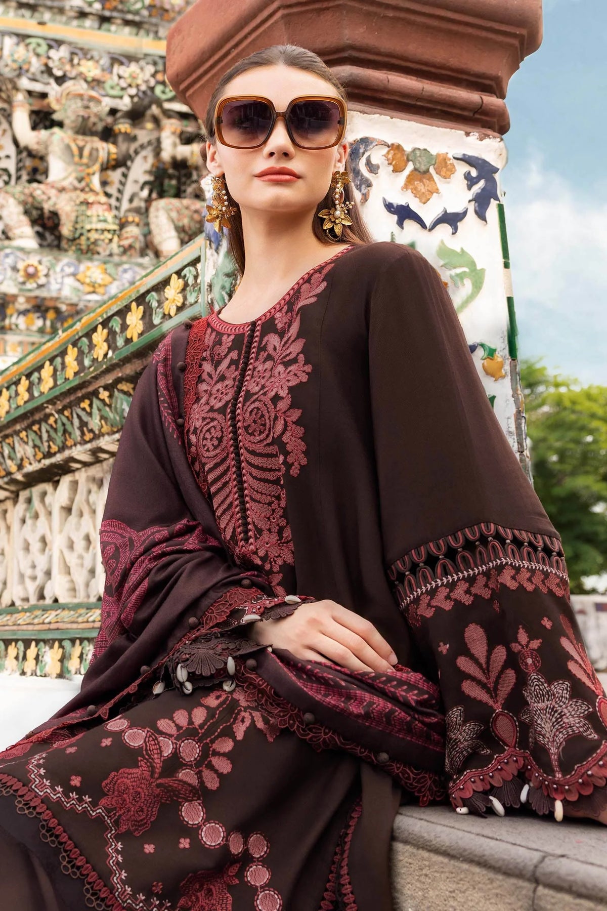TSS-MB3095 3 Piece Unstitched Embroidered Dhanak Suit