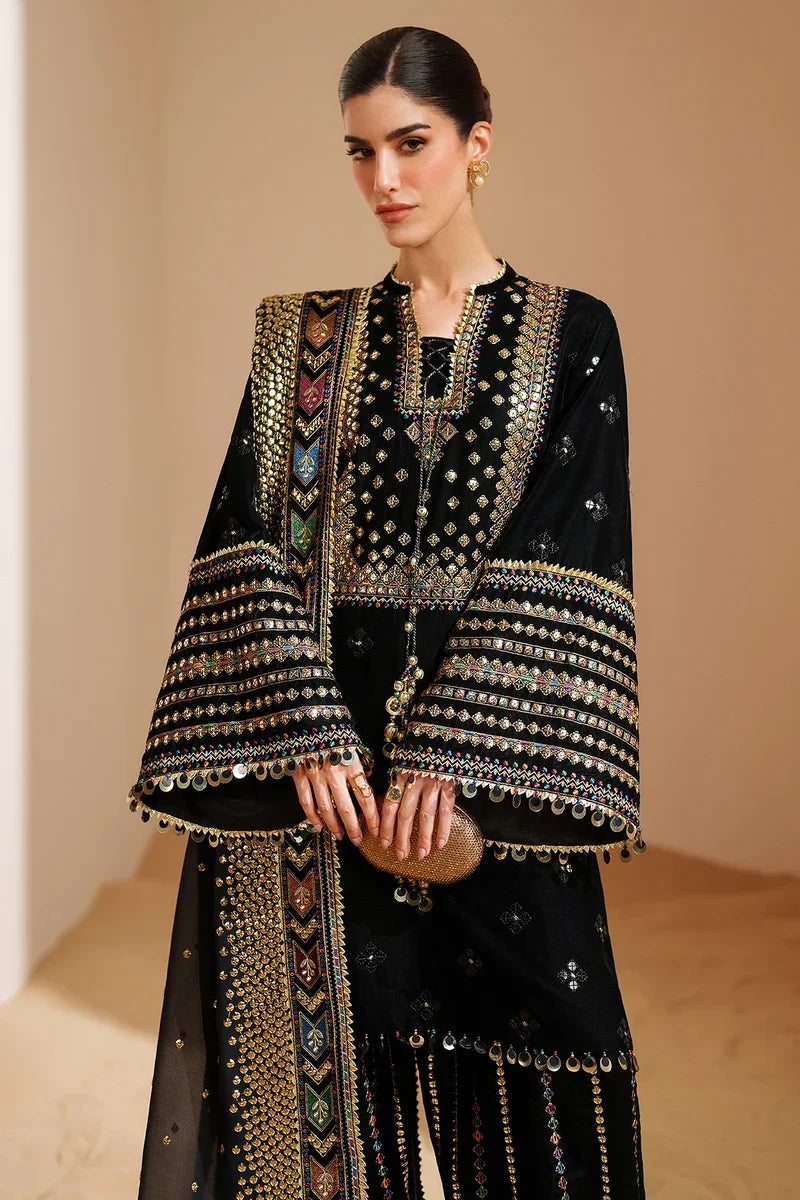 Luxury Velvet Unstitched Suit- Chiffon Dupatta