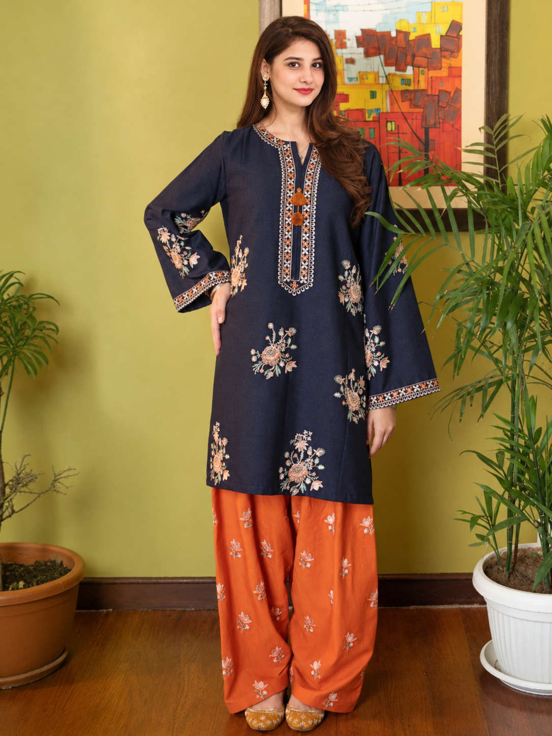 2 Piece Stitched Embroidered Dhanak Fabric AL-945