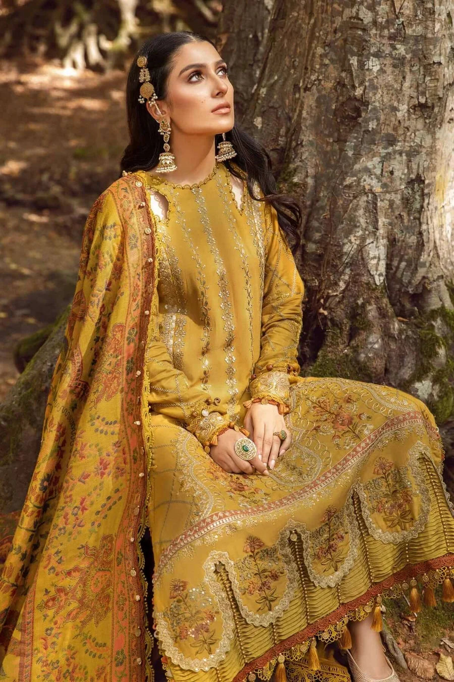 TSS-MB3110 3 Piece Unstitched Embroidered Dhanak Suit