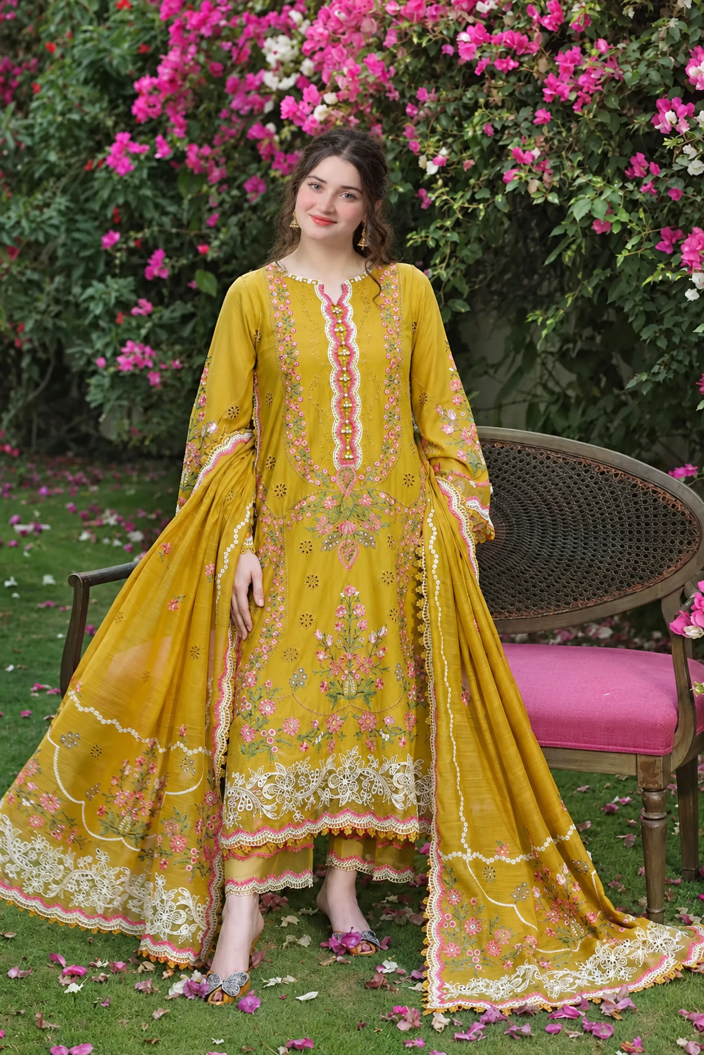 TSS-AS3155 3 Piece Unstitched Embroidered Dhanak Suit