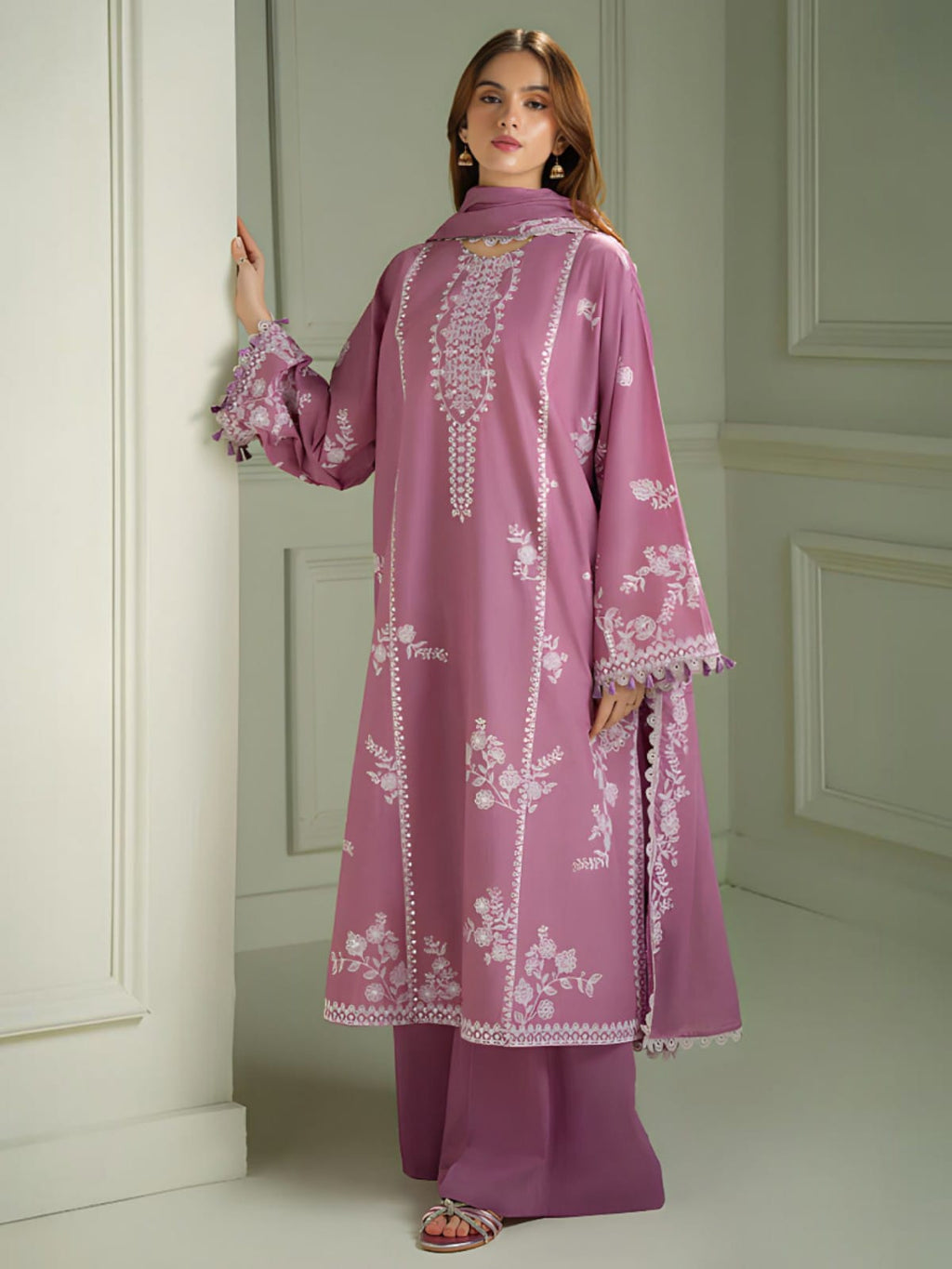 3 Piece Unstitched Embroidered Dhanak Suit CS-900