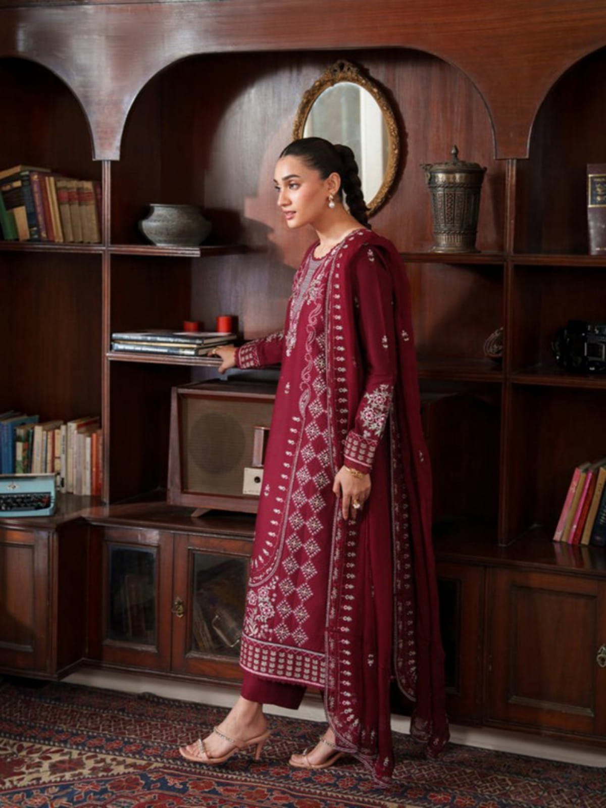 3 Piece Unstitched Embroidered Dhanak Suit CR 2970