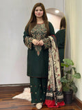 3 Piece Unstitched Embroidered Dhanak Suit BQ 3075