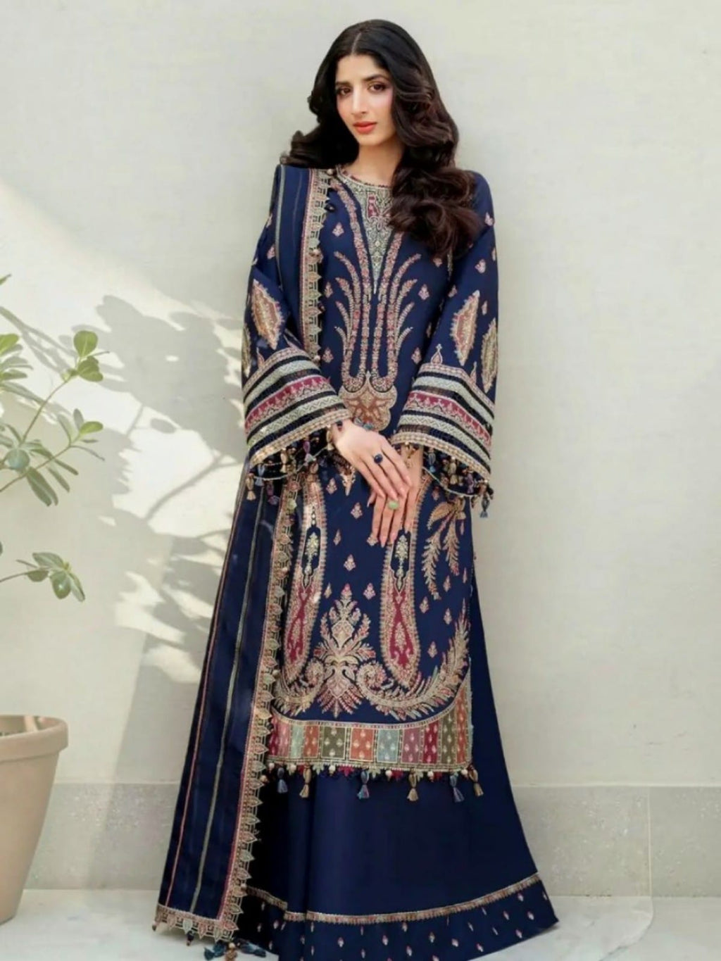 3 Piece Unstitched Embroidered Dhanak Suit JZ-2990
