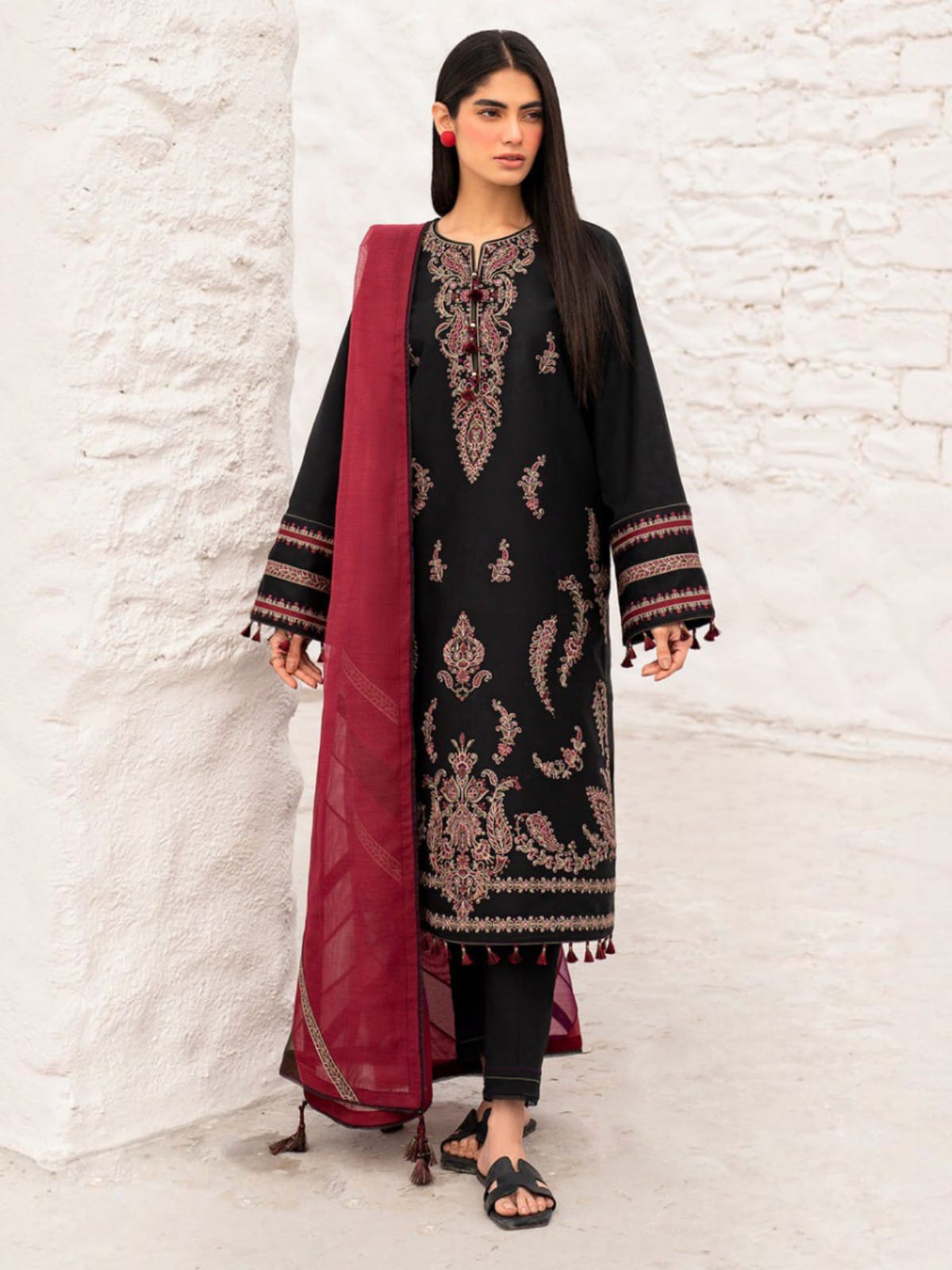 3 Piece Unstitched Embroidered Dhanak Suit JZ-2890