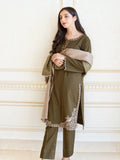 3 Piece Unstitched Embroidered Dhanak Suit AS-10