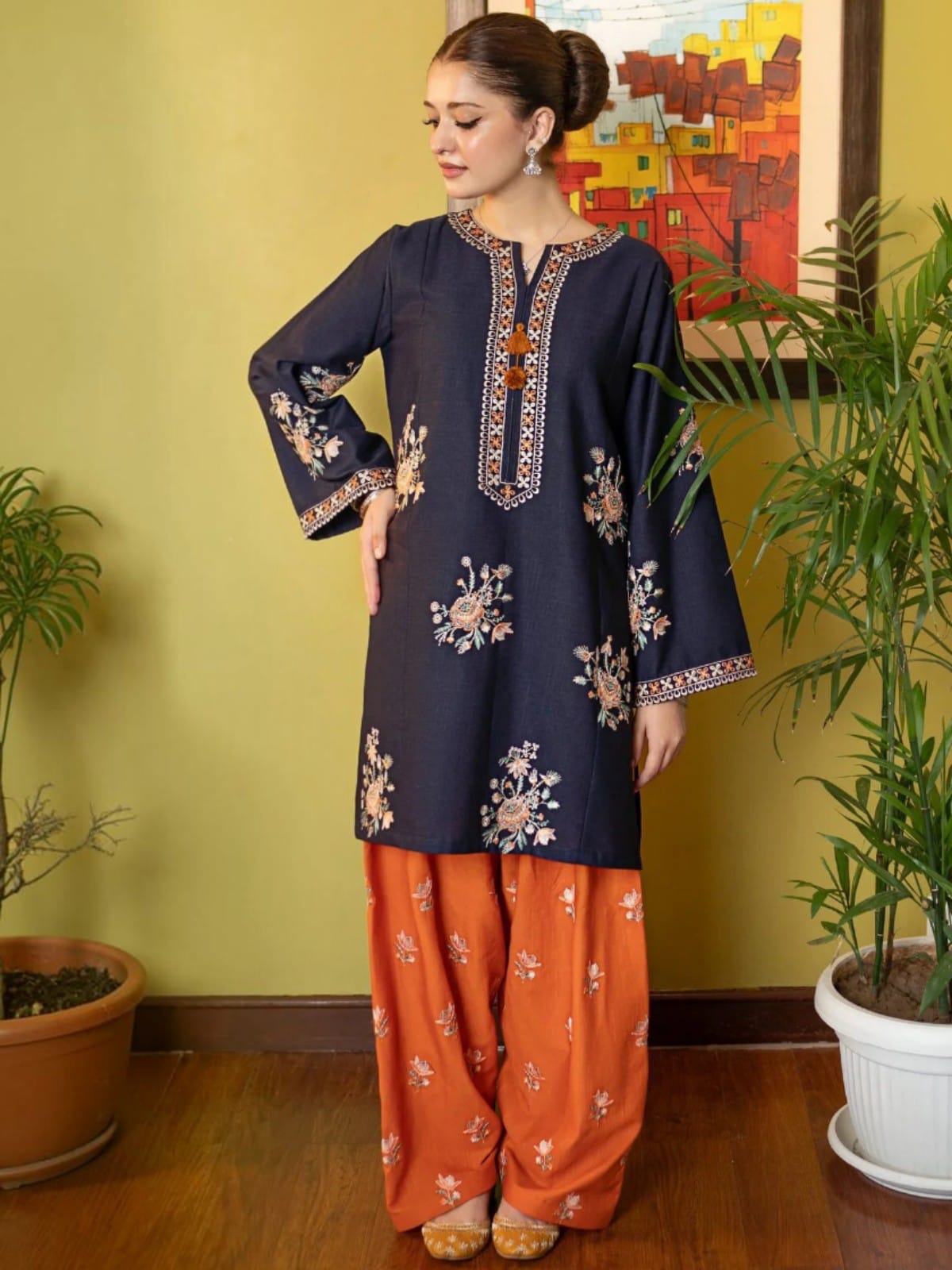 2 Piece Stitched Embroidered Dhanak Fabric AL-945