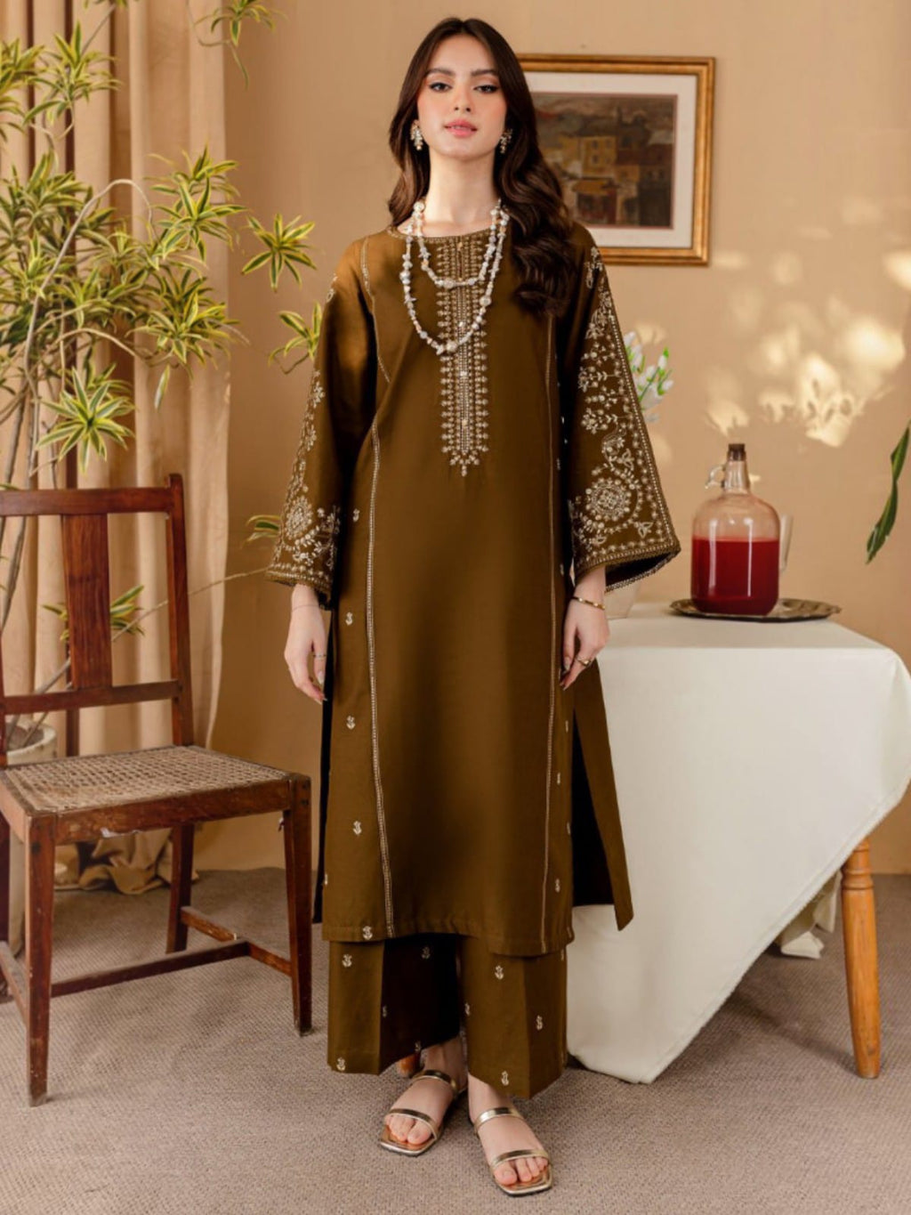 2 Piece Stitched Embroidered Dhanak Fabric BA-68