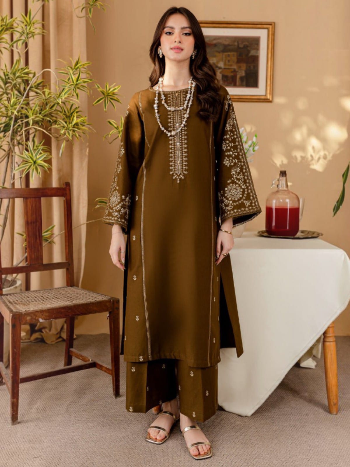 2 Piece Stitched Embroidered Dhanak Fabric BA-68