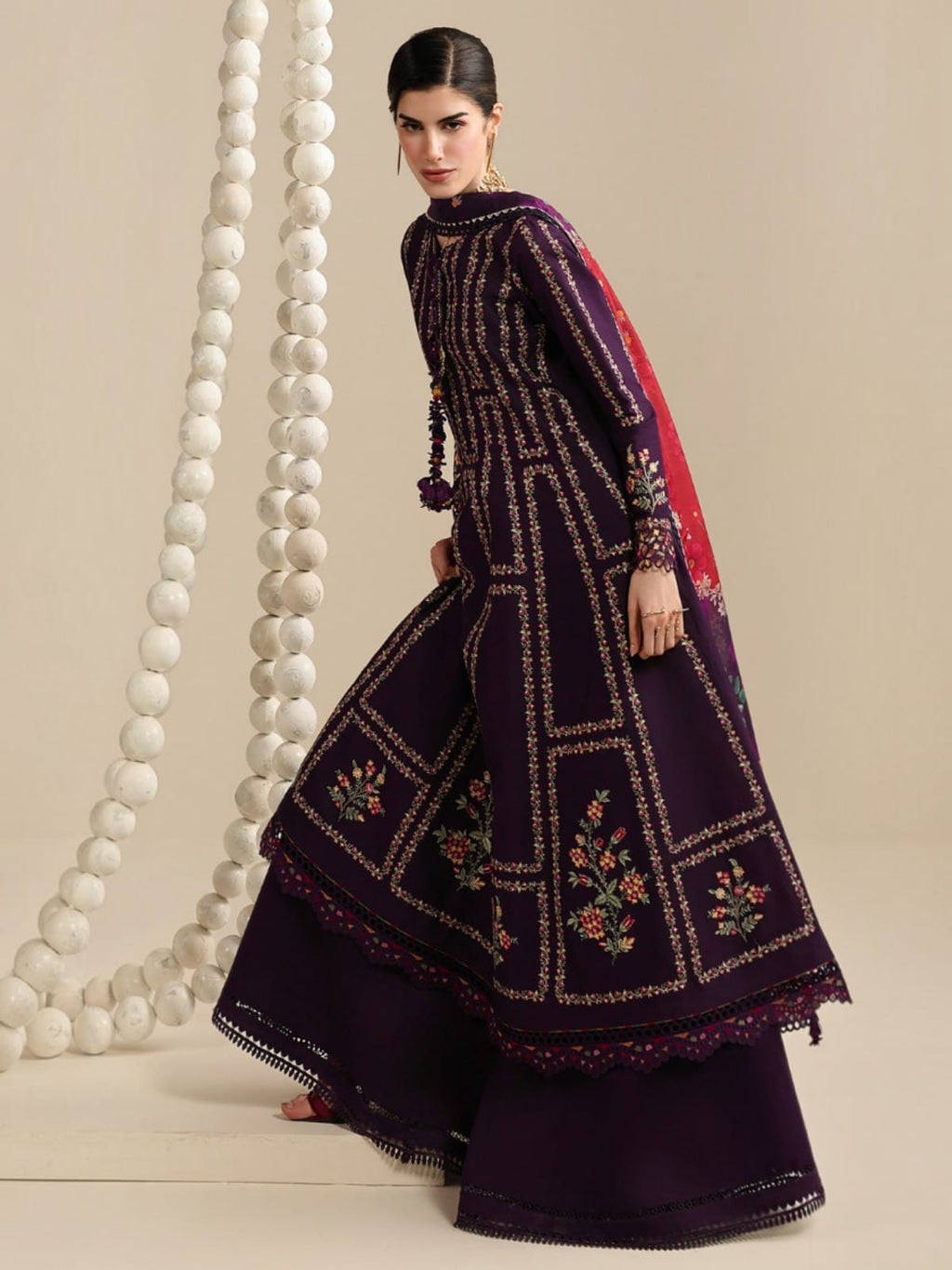 3 Piece Unstitched Embroidered Dhanak Suit JZ-3065