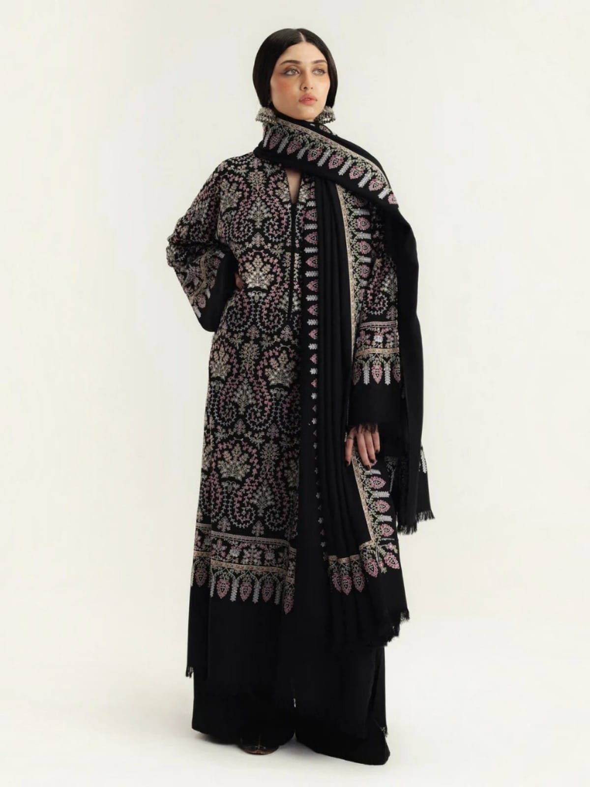 3 Piece Unstitched Embroidered Dhanak Suit ZS-3120