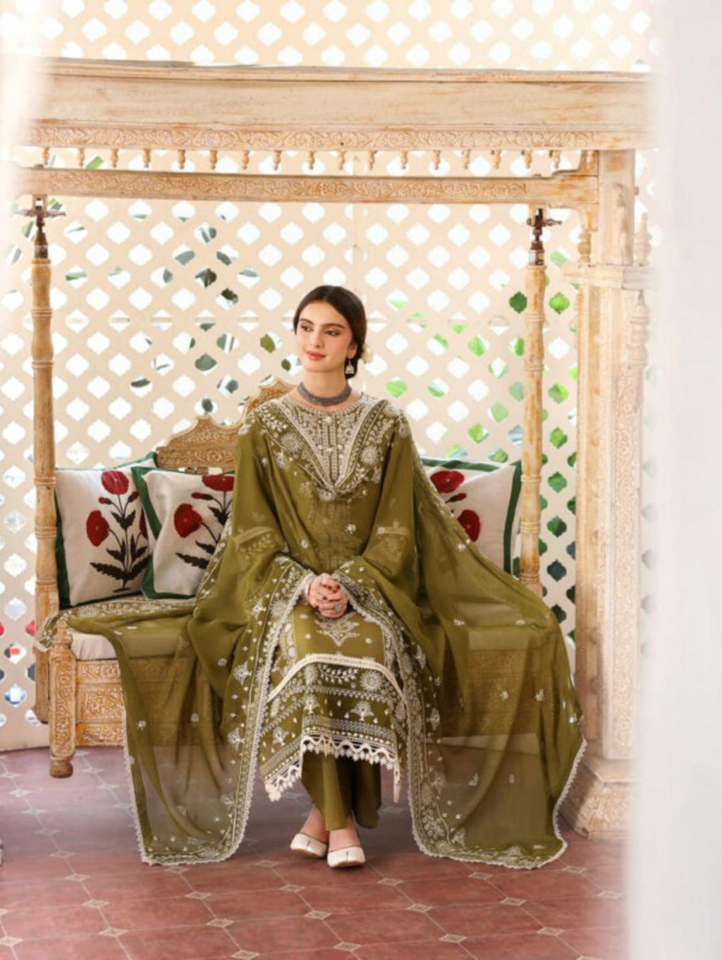 3 Piece - Unstitched Fully Embroidered Dhanak Fabric MR-590