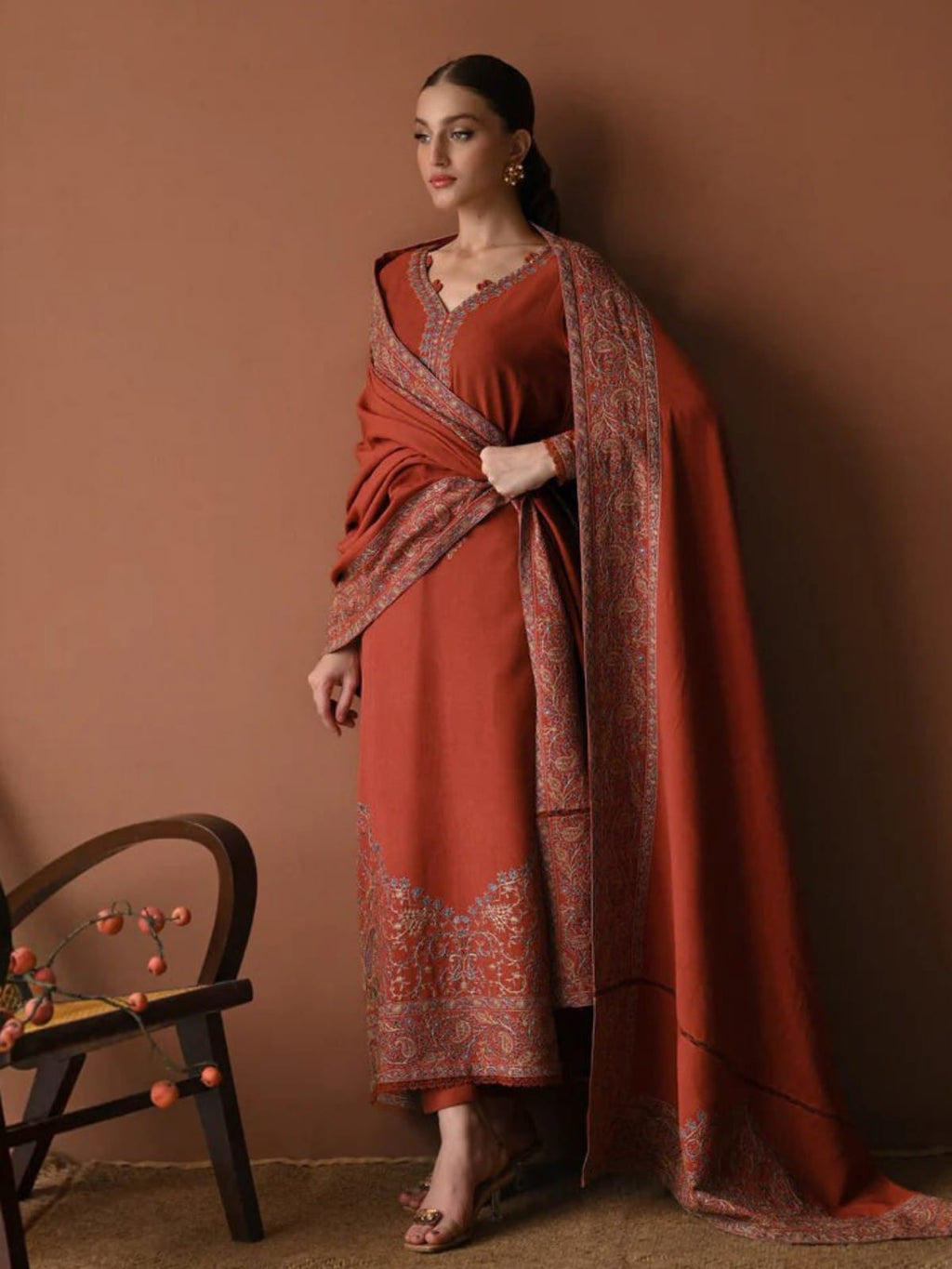 3 Piece Unstitched Embroidered Dhanak Suit BT-2880