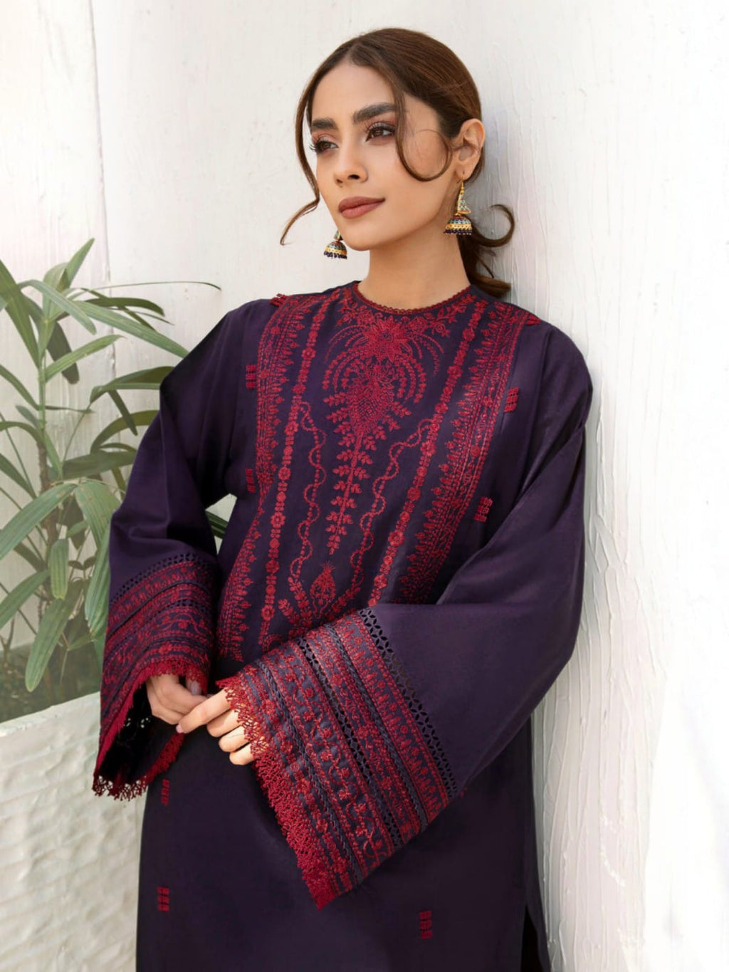3 Piece Unstitched Embroidered Dhanak Suit JZ 2910