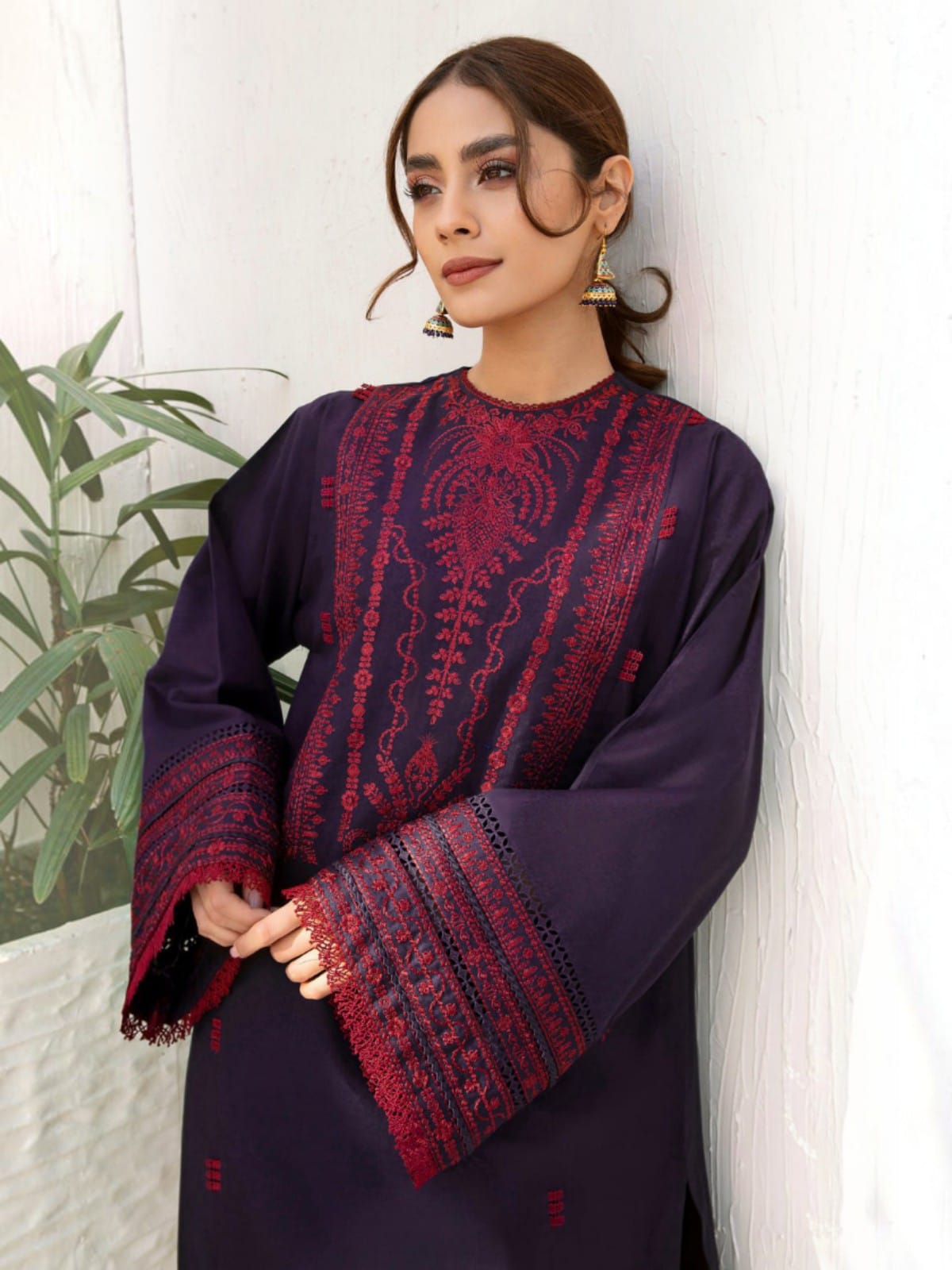 3 Piece Unstitched Embroidered Dhanak Suit JZ 2910
