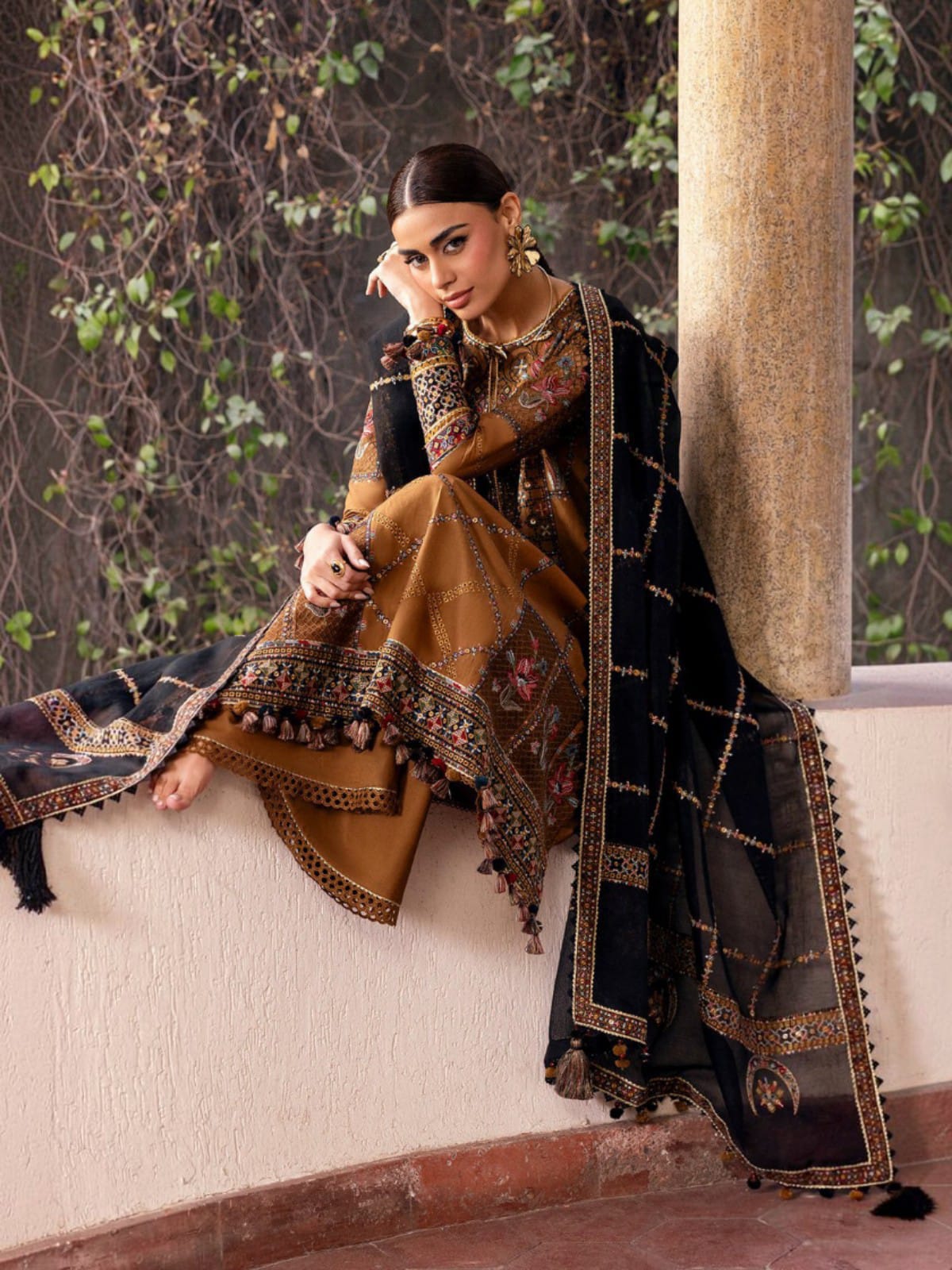 3 Piece Unstitched Embroidered Dhanak Suit JZ-2920