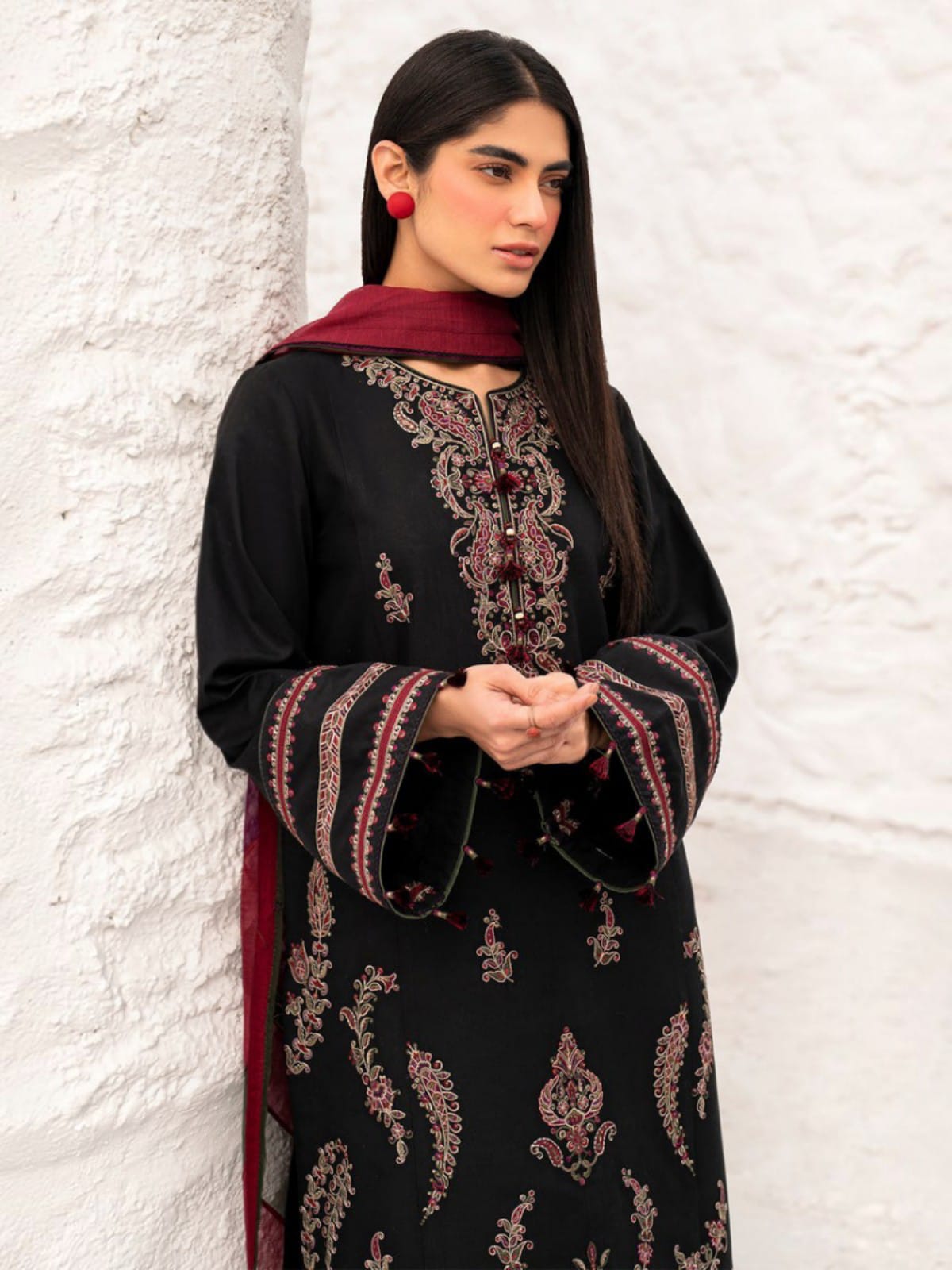 3 Piece Unstitched Embroidered Dhanak Suit JZ-2890