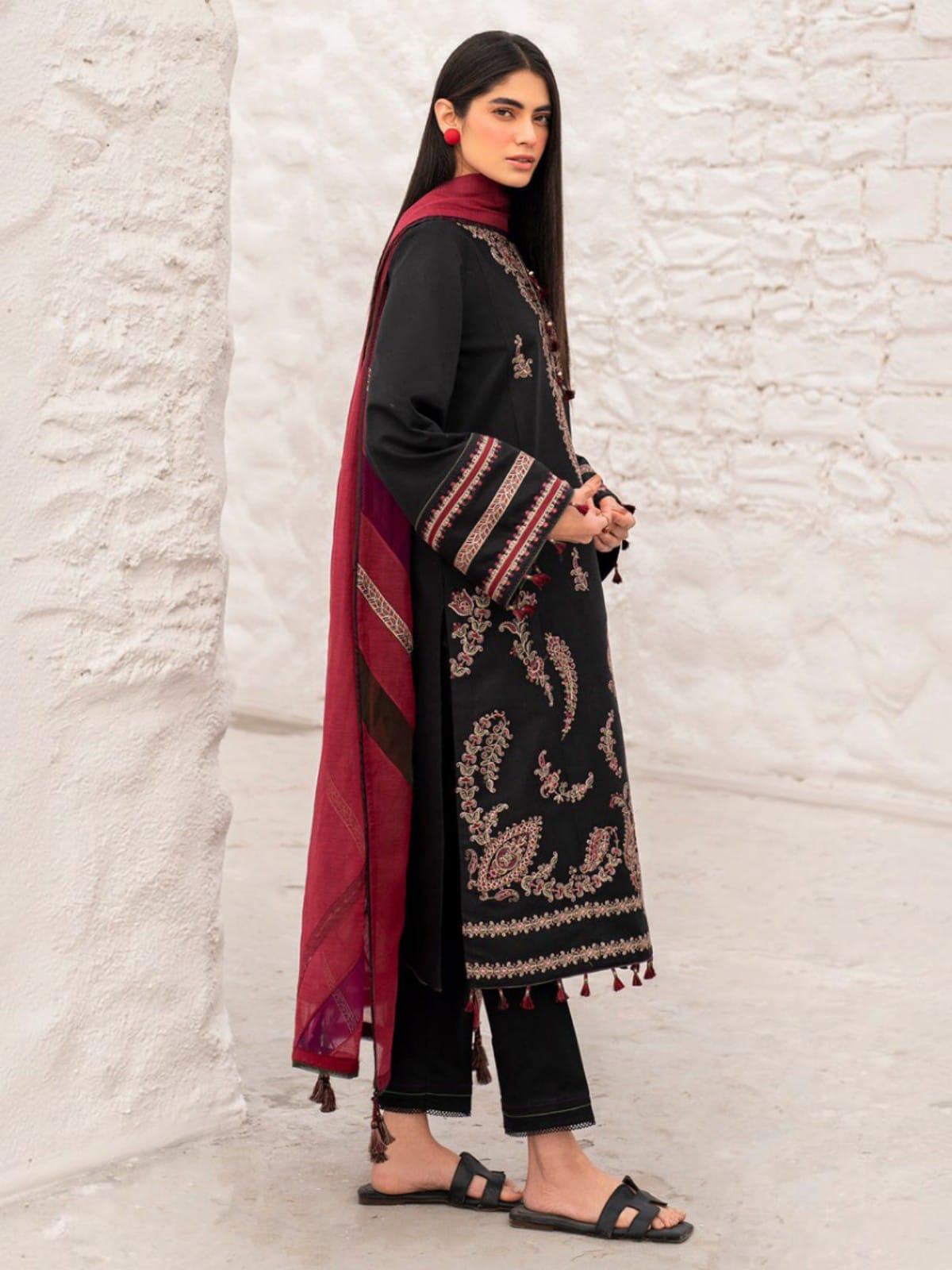 3 Piece Unstitched Embroidered Dhanak Suit JZ-2890
