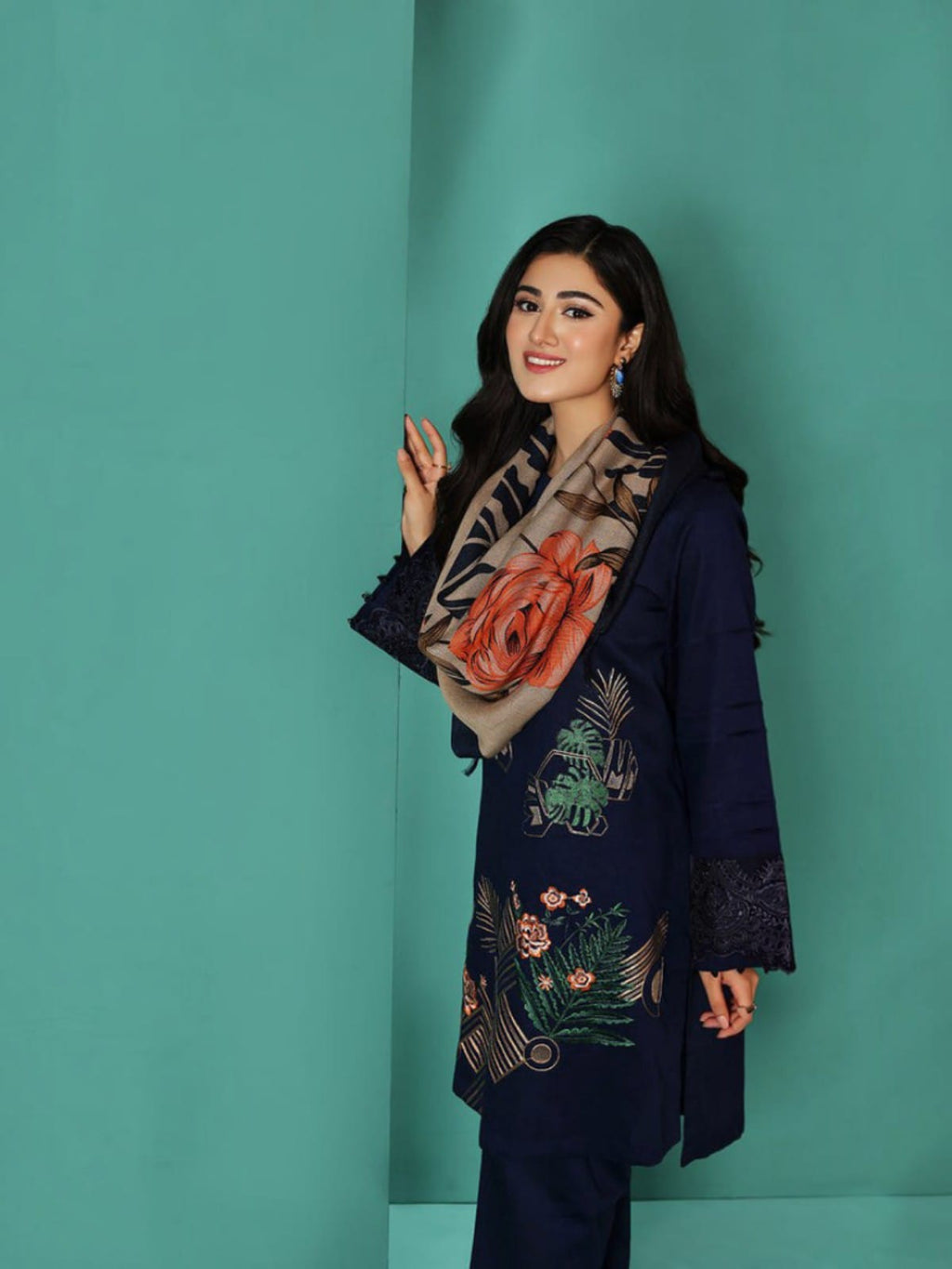 3 Piece Unstitched Embroidered Dhanak Suit NS-1132