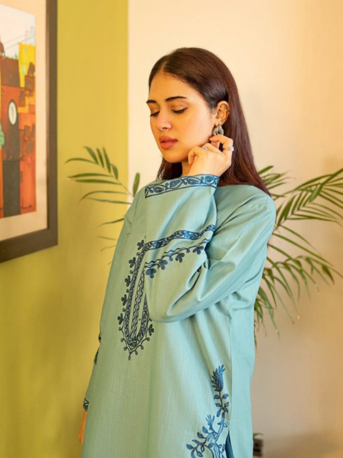 2 Piece Stitched Embroidered Dhanak Fabric AK-930