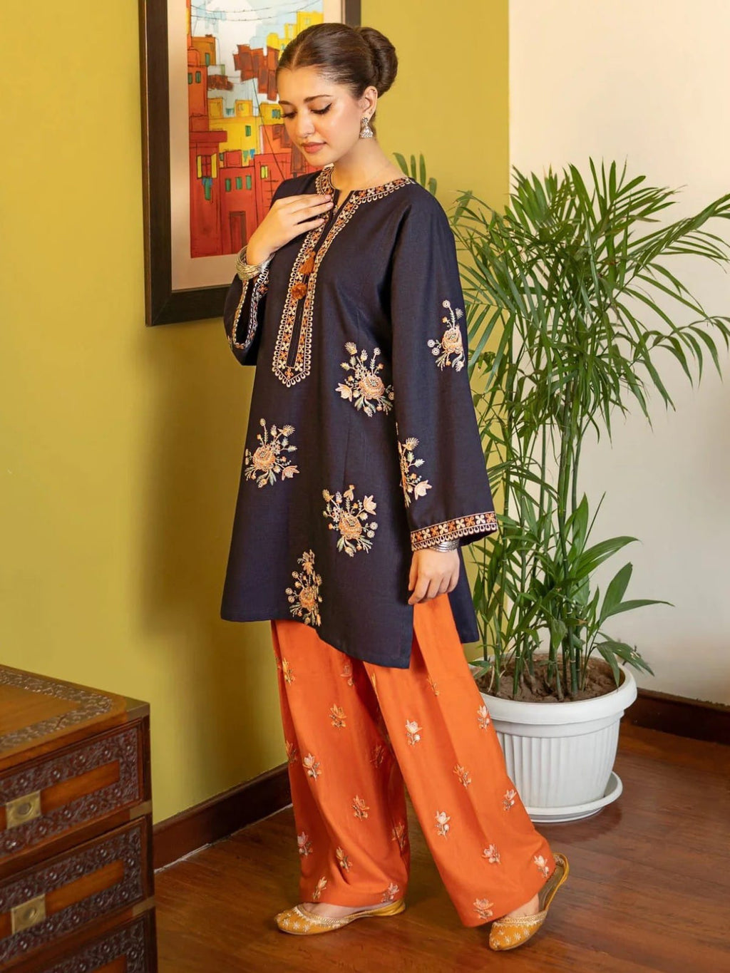 2 Piece Stitched Embroidered Dhanak Fabric AL-945