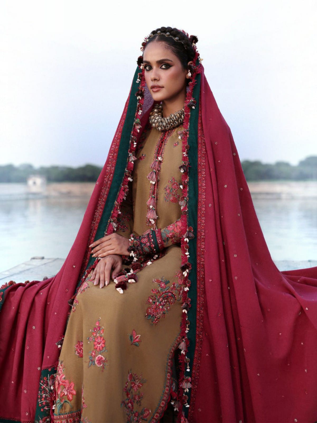 3 Piece Unstitched Embroidered Dhanak Suit HR-2945