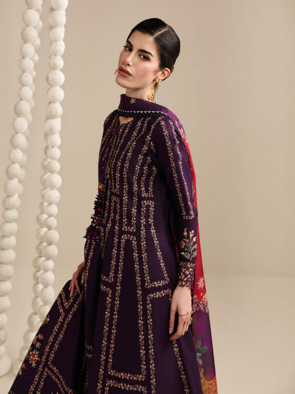 3 Piece Unstitched Embroidered Dhanak Suit JZ-3065