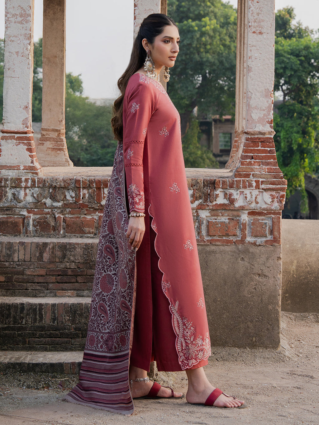 3 Piece Unstitched Embroidered Dhanak Suit IZ-3070