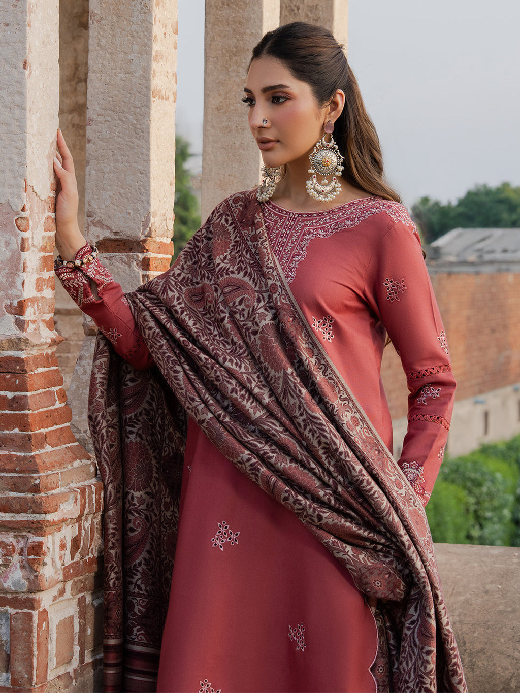 3 Piece Unstitched Embroidered Dhanak Suit IZ-3070