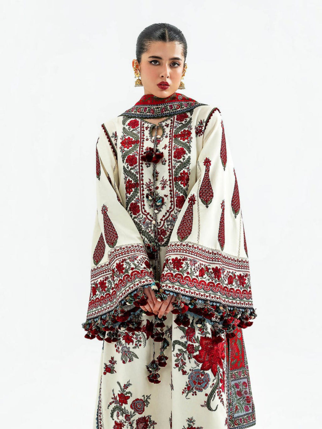 3 Piece Unstitched Embroidered Dhanak Suit HR-3145