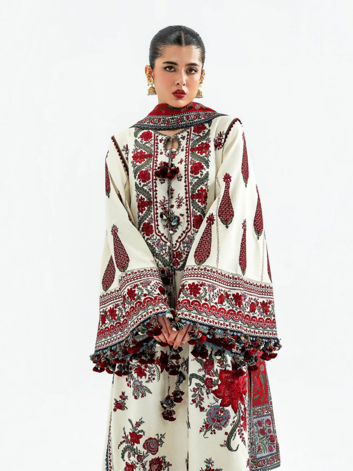 3 Piece Unstitched Embroidered Dhanak Suit HR-3145