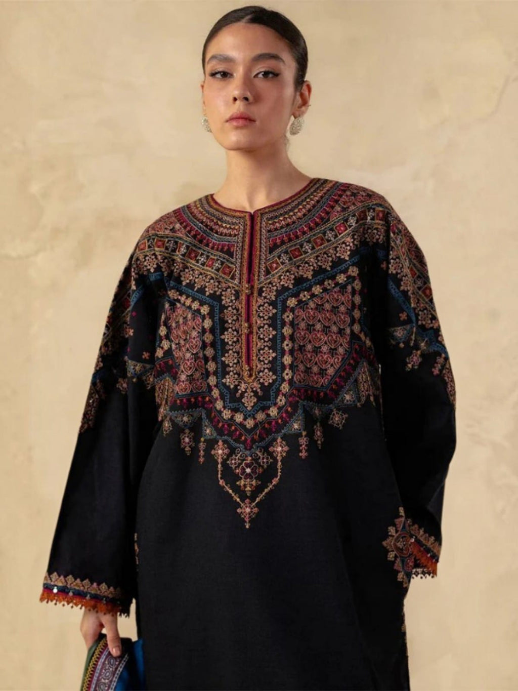 3 Piece Unstitched Embroidered Dhanak Suit ZS-3150