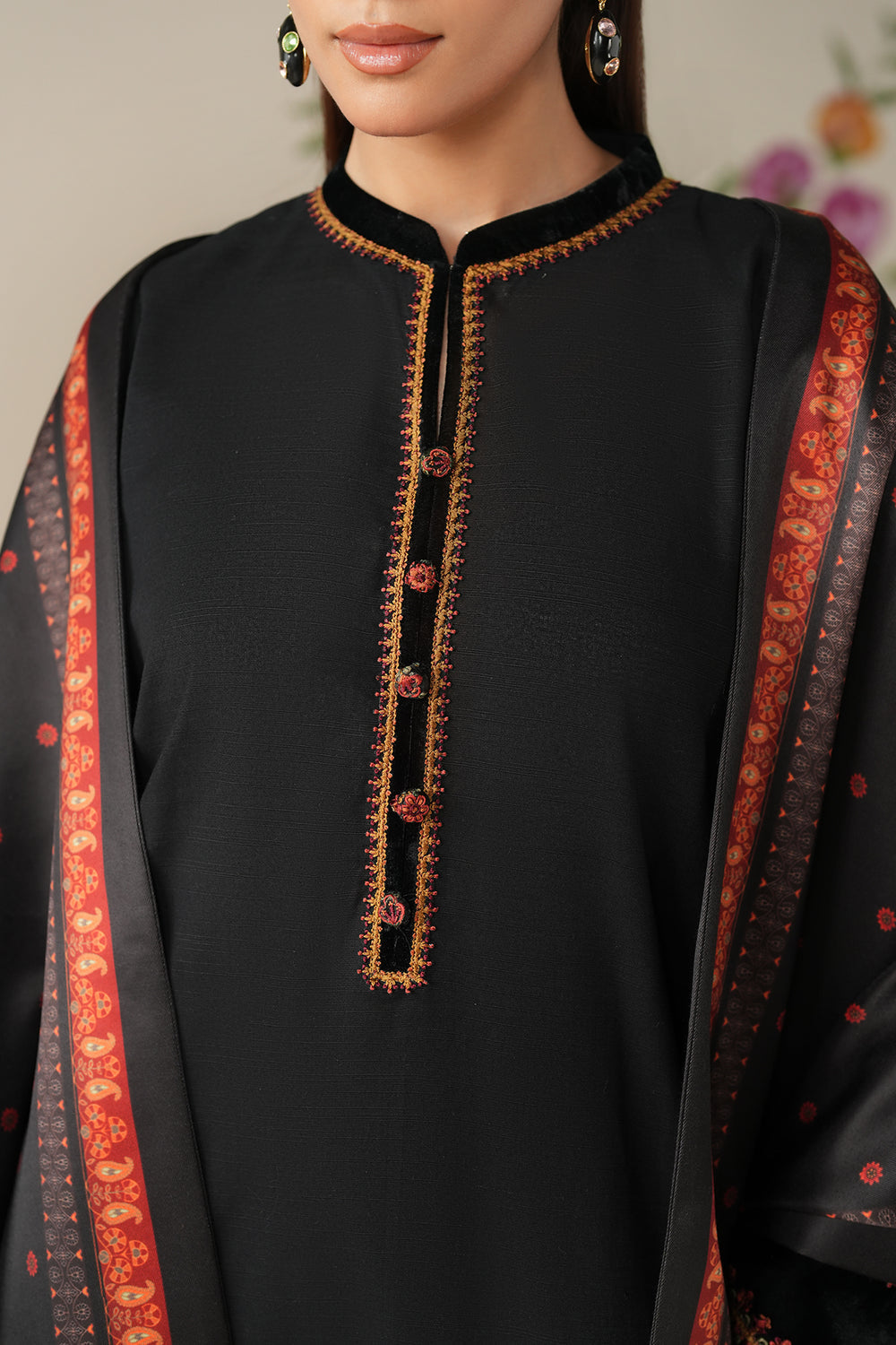 3 Piece Unstitched Embroidered Dhanak Suit BQ-145