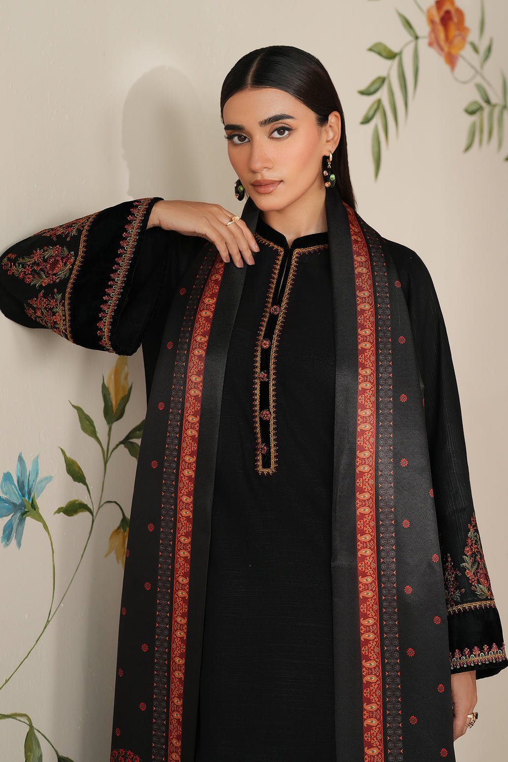3 Piece Unstitched Embroidered Dhanak Suit BQ-145