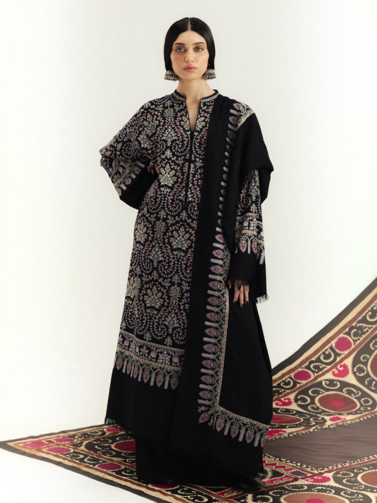 3 Piece Unstitched Embroidered Dhanak Suit ZS-3120