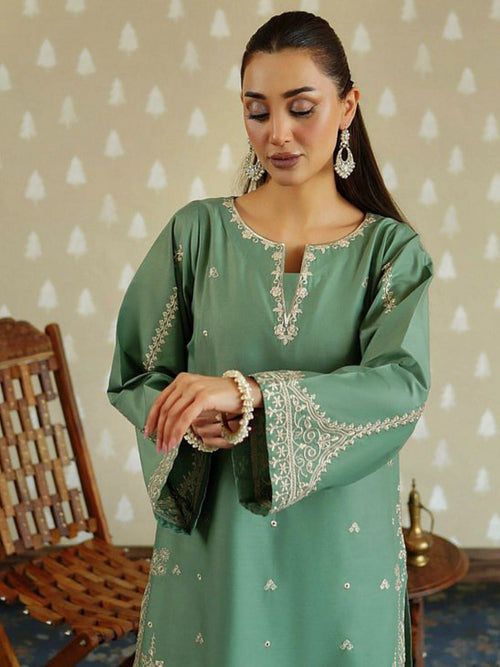 2 Piece Stitched Embroidered Dhanak Fabric MB-54