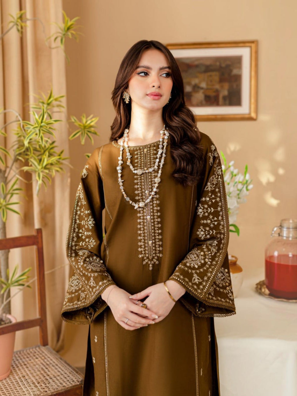 2 Piece Stitched Embroidered Dhanak Fabric BA-68