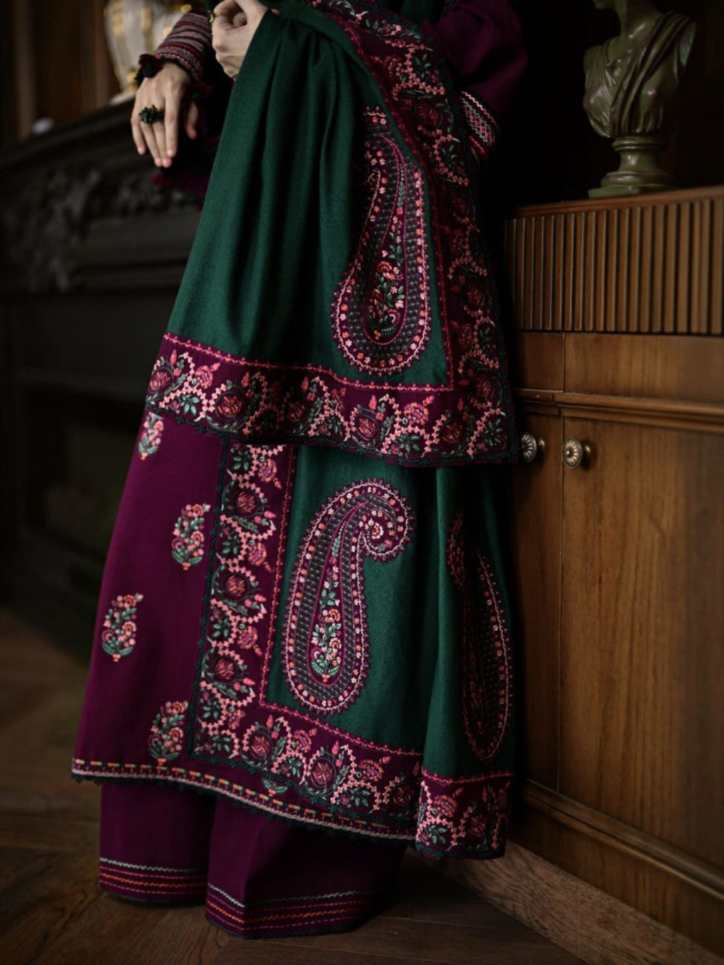 3 Piece Unstitched Embroidered Dhanak Suit BT 2900