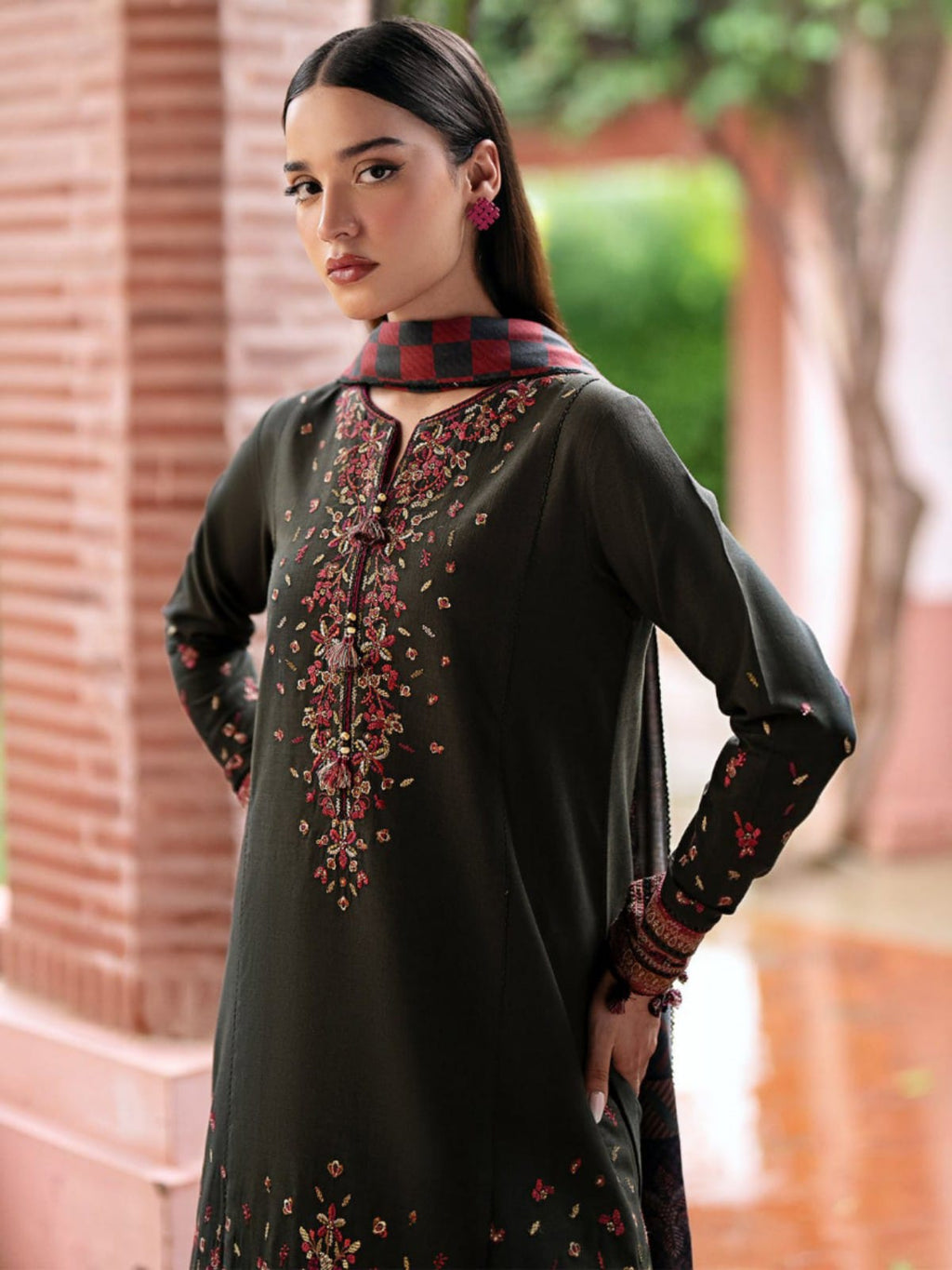 3 Piece Unstitched Embroidered Dhanak Suit JZ-3035