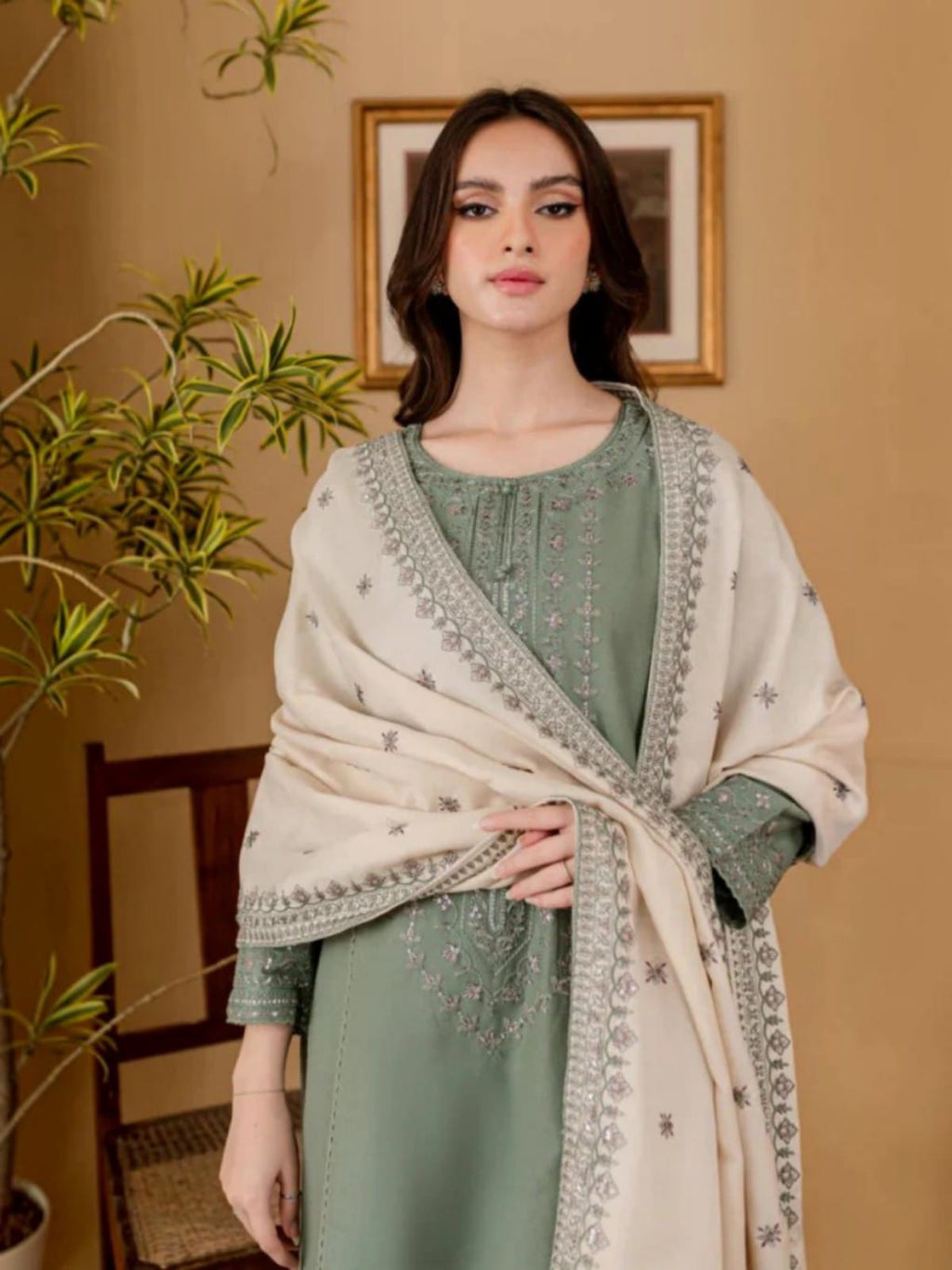 3 Piece Unstitched Embroidered Dhanak Suit RP-600