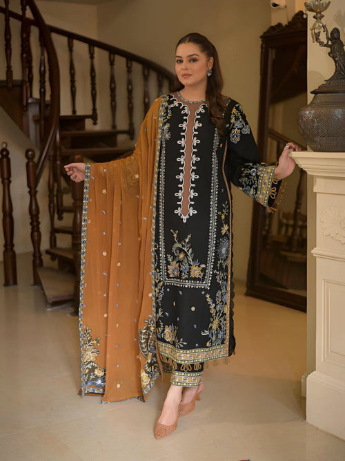 3 Piece Unstitched Embroidered Dhanak Suit