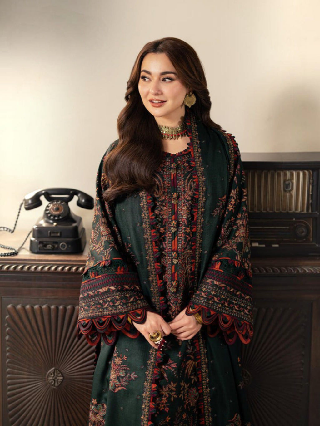 3 Piece Unstitched Embroidered Dhanak Suit AJ-2915