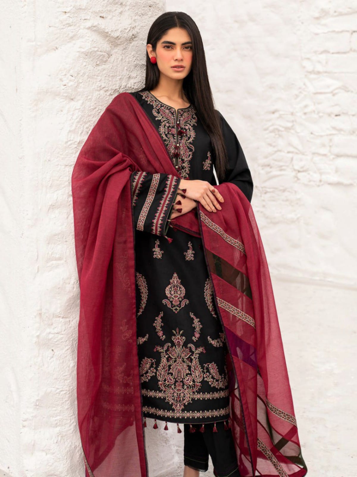 3 Piece Unstitched Embroidered Dhanak Suit JZ-2890